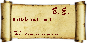 Balkányi Emil névjegykártya